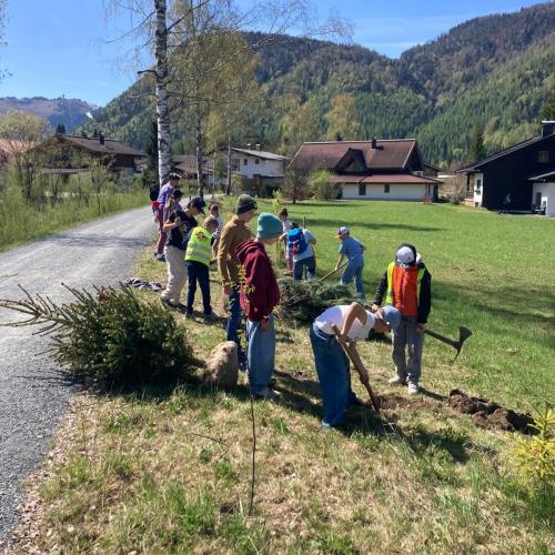 Kinder beim Bäumepflanzen