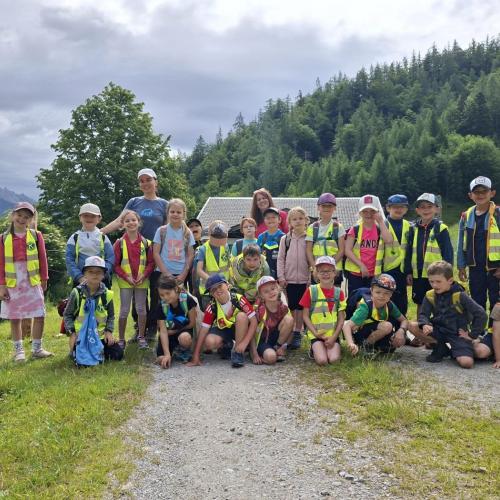 Erste Klasse beim Wandern